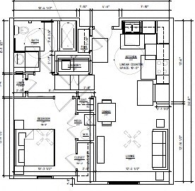 Floor plan for 1 bed, 1 bath, 675 sqft